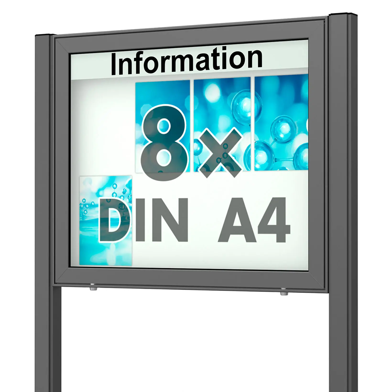 8 x DIN A4 Schaukasten Planus - mit Standbeinen - DB 703 (anthrazit)