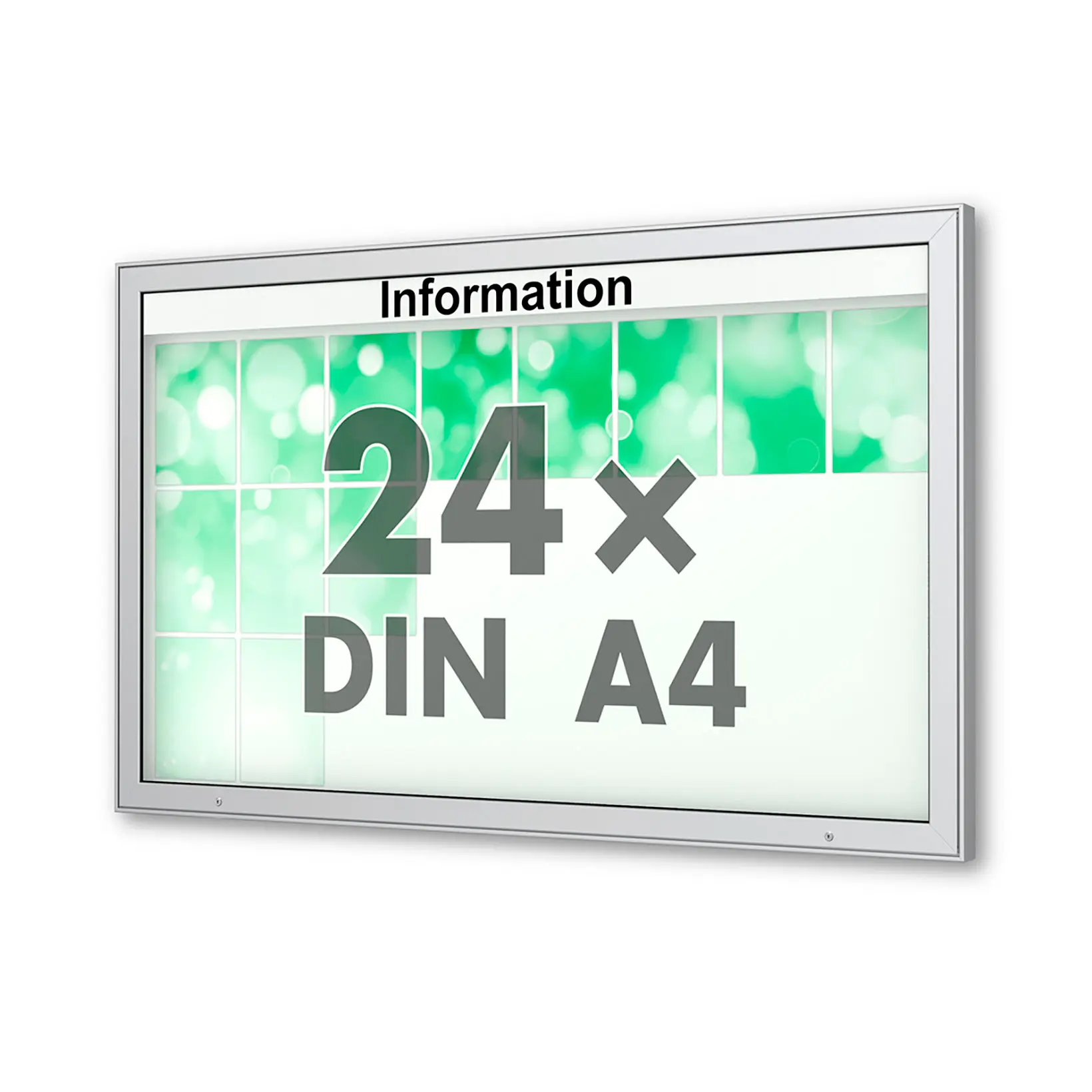 24 x DIN A4 Schaukasten Plenum eckig - der "Klassiker" - 65mm Bautiefe - Wandschaukasten mit optionaler LED-Beleuchtung